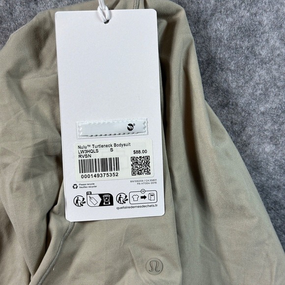 Lululemon Ultra Soft Nulu Turtleneck Bodysuit RVSN River Stone Grey Tan Size S - Picture 10 of 10